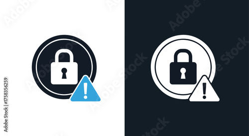 Security lock and warning icon set for web and app interfaces digital security symbols -  Glyph solid icon - Editable modern style icon.