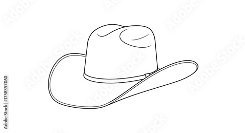 Line drawing of a cowboy hat, simple and elegant
