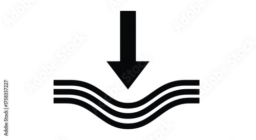 Illustration of a downward arrow pressing on wavy lines