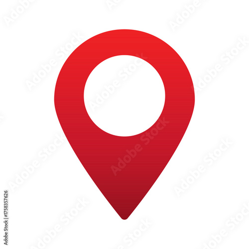 Red map pin Icon, GPS Location Marker. Modern Geo Tag Pointer, Simple Flat Design Map Pin Vector illustration, Location Symbol, Navigation Pin eps 10 on White Background.