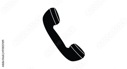 Black telephone receiver, communication device icon