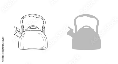 Illustration of a kettle with shadow
