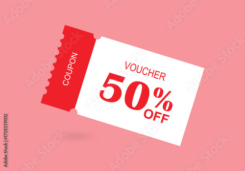 50% off voucher coupon ticket for promotion and discount sale, discount voucher template