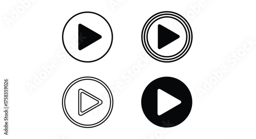 Four play button icons in various styles