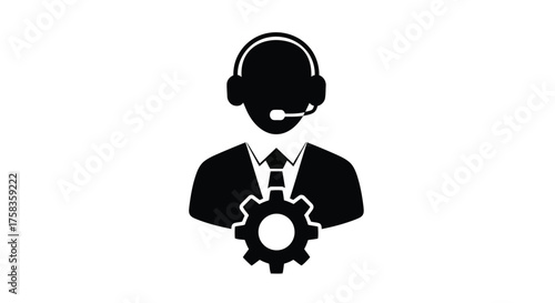 Technical support representative with gear icon