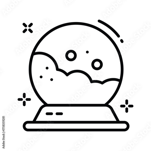 Haunted crystal ball for witchcraft fortune telling, spooky Halloween symbol.