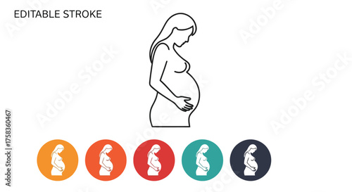 Line art illustration of a pregnant woman