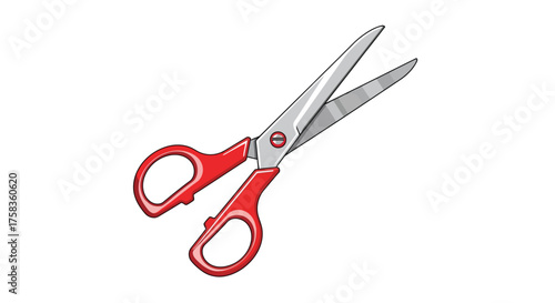 Illustration of red handled scissors in vector