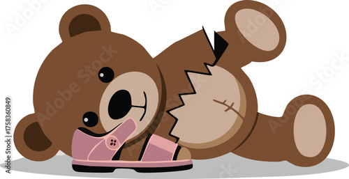 Wounded Teddy Bear with Shoe