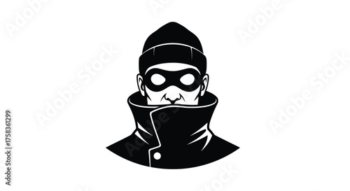 Illustration of a burglar wearing a mask and a hat