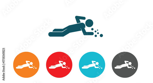 Vomiting person, a sign of illness or food poisoning