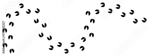 Simple trail of animal hoof prints of an animal with cloven hooves, such as a deer, goat, or pig