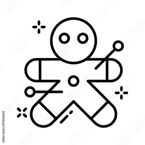 Take a look at this amazing outline outline icon of voodoo doll in modern style