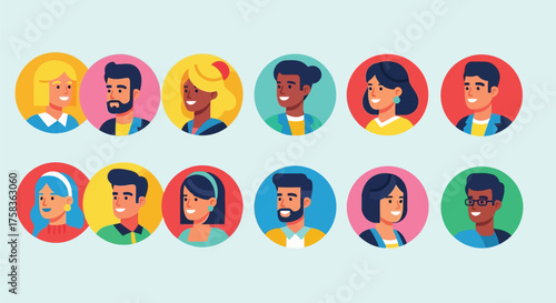 Collection of diverse people avatars, representing different backgrounds and styles