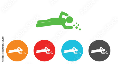 Swimmer icon set, representing sport and recreation
