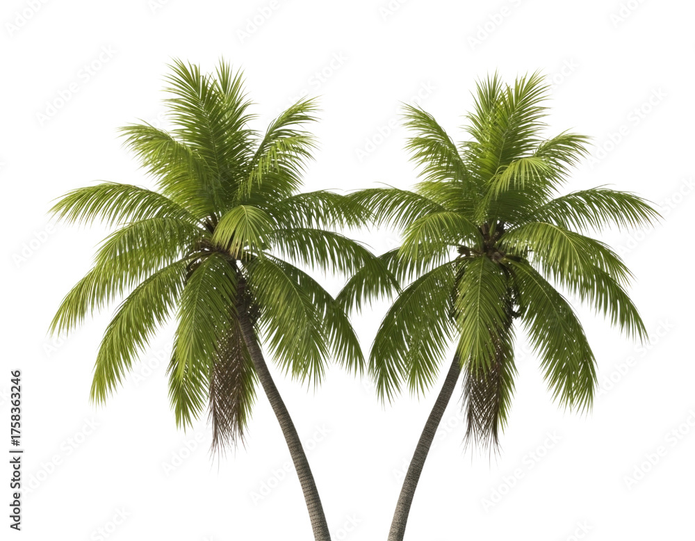 Obraz premium Two palm trees transparent background cutout png