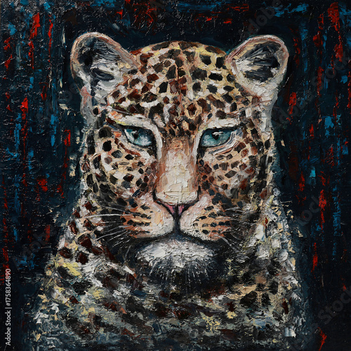 Leopard Portrait – Elegant Wildlife Oil Painting