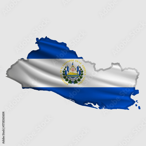 Vector flag El Salvador in the form of a map