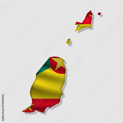 Vector flag Grenada in the form of a map