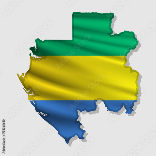 Vector flag Gabon in the form of a map