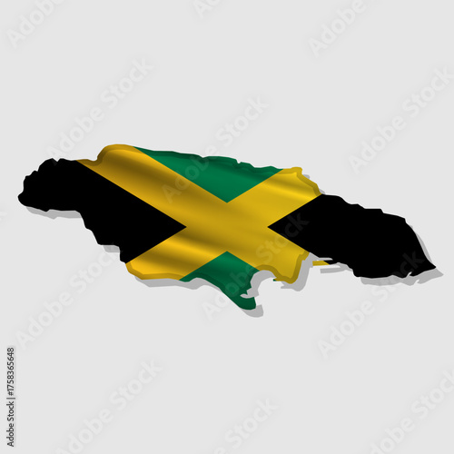 Vector flag Jamaica in the form of a map
