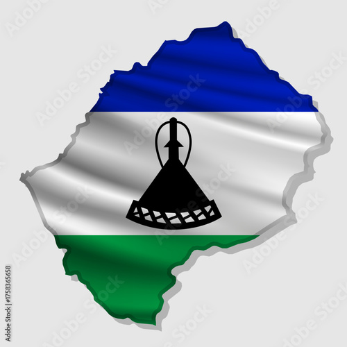 Vector flag Lesotho in the form of a map