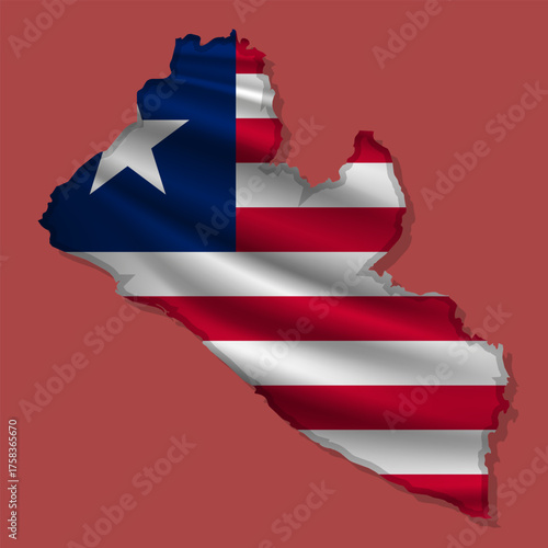 Vector flag Liberia in the form of a map