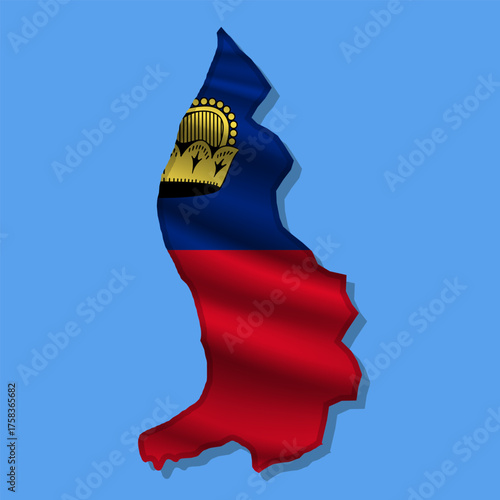 Vector flag Liechtenstein in the form of a map