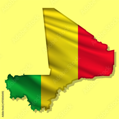 Vector flag Mali in the form of a map
