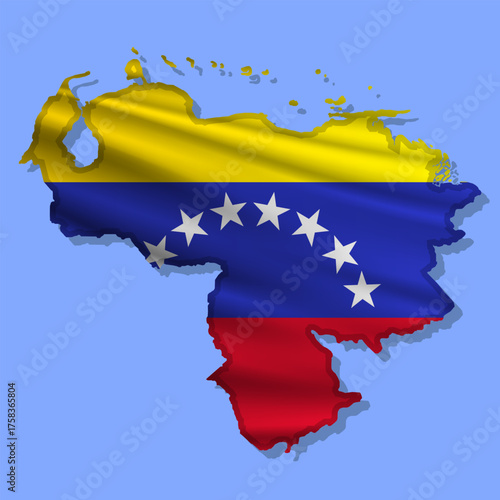 Vector flag Venezuela in the form of a map
