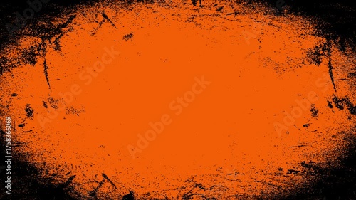 Fond animé en boucle au style ovale grunge avec effet bichromie orange et noir	
