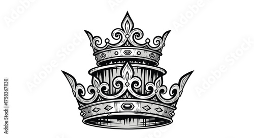 An ornate royal crown design with intricate details symbolizing power and authority.