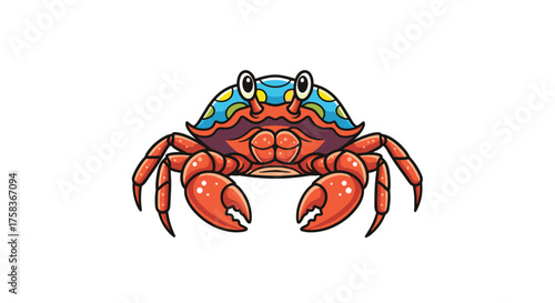 cartoon crab with blue and orange colors clip art preview