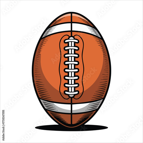 cartoon rugby ball with stitching details vector art isolated white