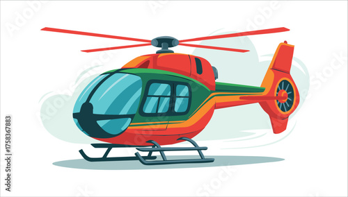 flat design helicopter icon with main rotor details vector art isolated white