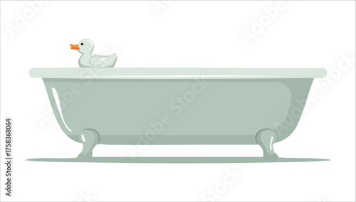 minimalist bathtub icon with clean geometric lines vector art isolated white