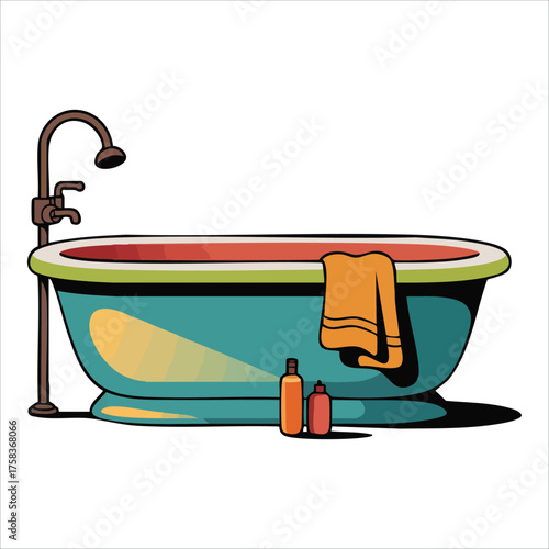 minimalist bathtub icon with clean geometric lines vector art isolated white