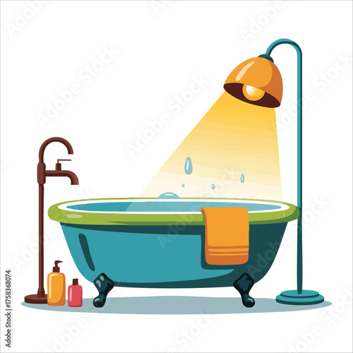 simple freestanding bathtub vector art isolated white