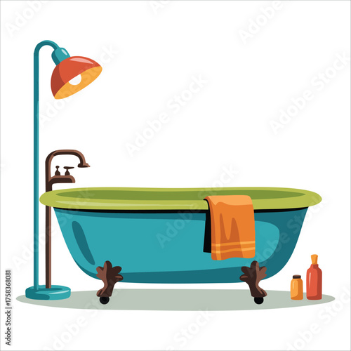 simple freestanding bathtub vector art isolated white