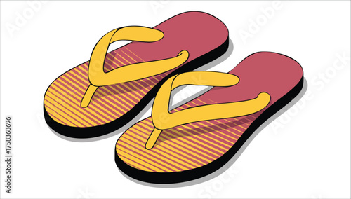 summer beach flip flops isolated on white background
