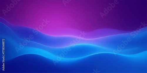 Abstract flowing waves of vibrant neon blue and purple light creating a futuristic and ethereal landscape