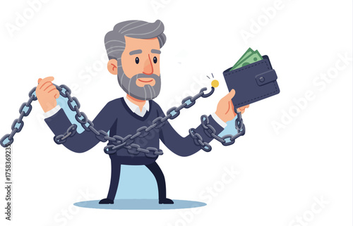 Breaking Free from Debt Man Overcoming Financial Chains with Wallet