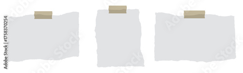 White torn paper post it notes set with copy space isolated on transparent background.