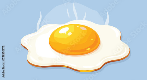A delicious sunny side up fried egg with a bright yellow yolk and steaming hot.