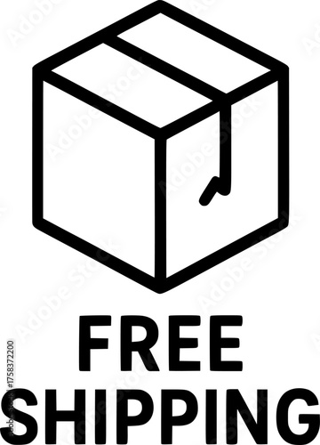 Free Shipping stamp, minimalist vector logo design, fast delivery label, duty free and customs free sign, clean typography badge for e-commerce, global logistics and online store promotion