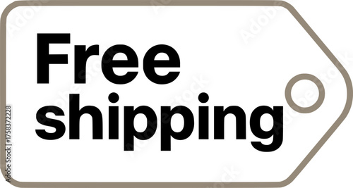 Free Shipping stamp, minimalist vector logo design, fast delivery label, duty free and customs free sign, clean typography badge for e-commerce, global logistics and online store promotion