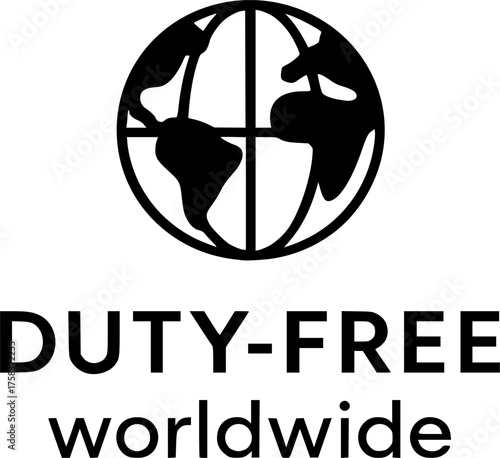 Duty-Free Delivery stamp, minimalist vector logo design, customs free shipping label, import tax free sign, clean typography badge for e-commerce, international trade and logistics