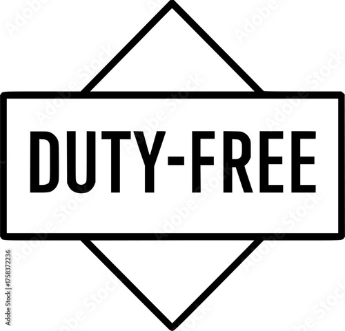 Duty-Free stamp, minimalist vector logo design, customs free label, no import fees sign, tax free delivery badge, clean typography emblem for e-commerce, global trade and logistics