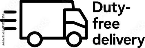 Duty-Free Delivery stamp, minimalist vector logo design, customs free shipping label, import tax free sign, clean typography badge for e-commerce, international trade and logistics