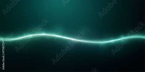 Abstract glowing teal energy wave flowing through dark mysterious underwater background